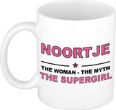 Bellatio Decorations naam cadeau mok - Noortje - Woman Myth Supergirl - koffiemok - 300 ml - collega - moederdag