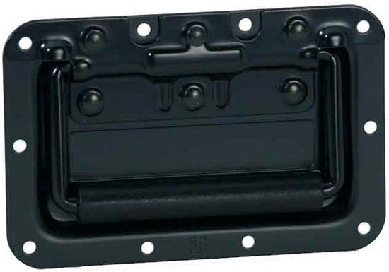Adam Hall 34082BLK inklapbare handgreep geveerd zwart, in inbouwplaat - Greep