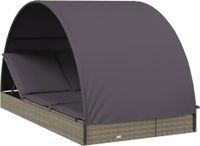 Banc de jardin 2 personnes avec toit rond 211x112x140 cm poly rotin gris