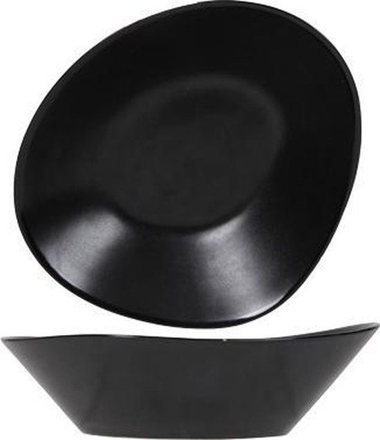 Cosy & Trendy Vongola Black Diep Bord - 20 x 17 cm - Zwart - Aardewerk - Ovaal