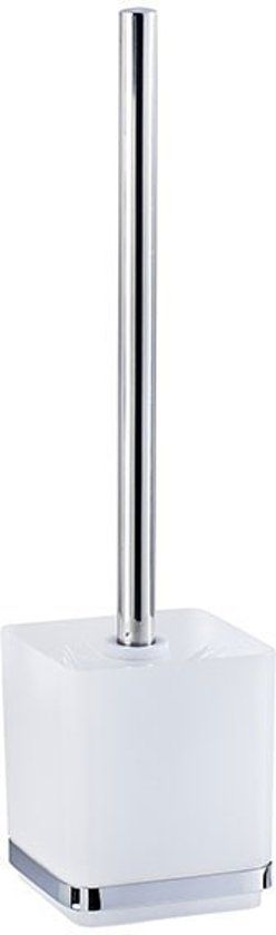 WENKO WC Borstel Set Vacuumloc Vierkant ABS Chroom Transparant