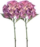 Emerald Kunstbloem Hortensia tak - 2 stuks - 50 cm - Lila Paars