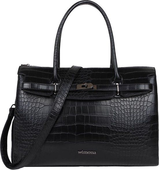Wimona Sofia 5003 Schoudertas / Laptoptas 15 inch - Zwart - Dames - Imitatieleer