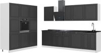 Vicco Complete keukeneenheid Fame-Line, Anthrazit-Gold Landhaus/Wit, 460 cm, WB Antraciet