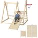Aire de jeux 5-en-1 - Bois massif - Naturel - Pliable, jusqu'à 50 kg