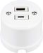 ADAKAT Wandcontactdoos, porselein, retro design, USB-A en USB-C, 2-voudig, model QR1, wit