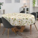 ANRO Tafelkleed Witte madeliefjes Bruin Rond Ø140cm