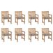 VidaXL Fauteuils, 8 pièces, avec coussins à carreaux gris, teck massif