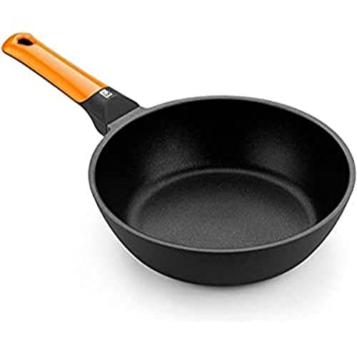 Bra Efficiënte oranje braadpan 28 cm, gegoten aluminium met antiaanbakplatina Plus, geschikt voor alle kookplaten, inclusief inductie, PFOA-vrij