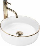 REA Sami Gold Edge Opzetwastafel Wit En Goud 36x36 cm