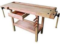 Établi Table de travail en bois - 149 x 62 x 86 cm - Marron - Avec étagère intermédiaire