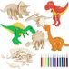 Jeu de dinosaures en bois - 24 pièces - Kit de bricolage - Avec feutres aquarelle