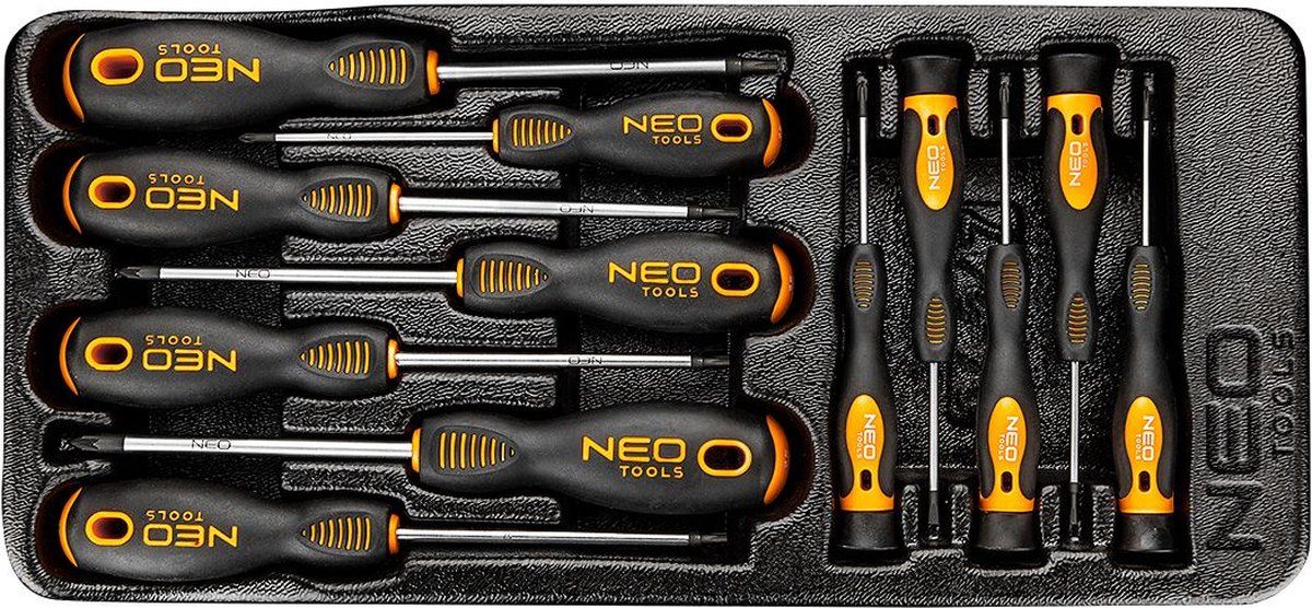 ABC-LED Schroevendraaier set - 12 delig - Magnetisch - Zwart/Oranje - Metaal - Met inleglade