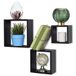 Bakaji Set van 3 wandplanken modern design Quadrato plank Cubo 2 etages van MDF verschillende afmetingen (zwart)