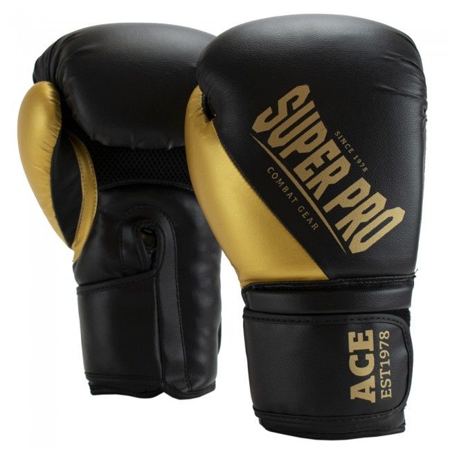Super Pro Combat Gear Ace Kickbokshandschoenen - Zwart/Goud - 6 oz