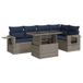 vidaXL 6-delige Loungeset met Kussens, Poly Rattan, Acacia, Grijs