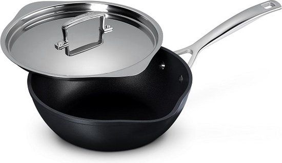 Le Creuset Wokpan met schenktuiten + Deksel - Les Forgées TNS - ø 24 cm / 2.8 liter - Zwart