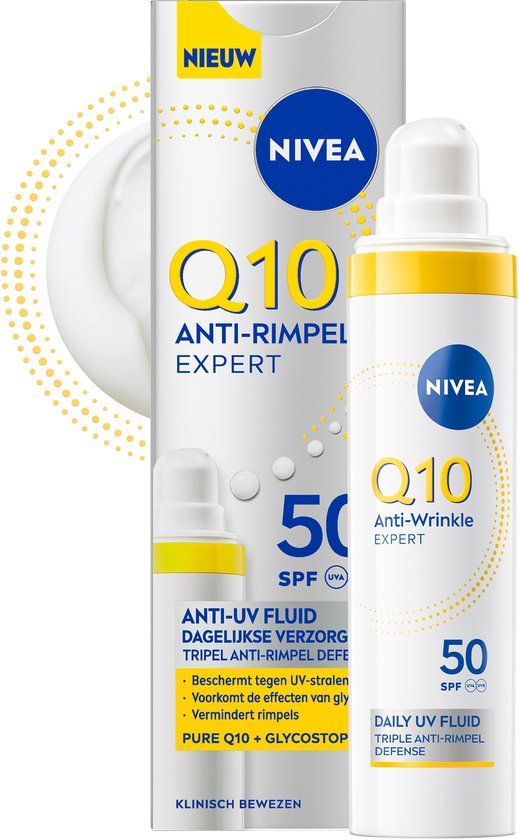 NIVEA Q10 Daily Fluid Dagcreme voor Vrouwen - Anti-Rimpel Creme met SPF 50+ - Gezichtsverzorging - 40ml