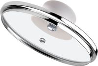 KADAX Glazen deksel met siliconen handvat, hittebestendig, diameter 14 cm, beige