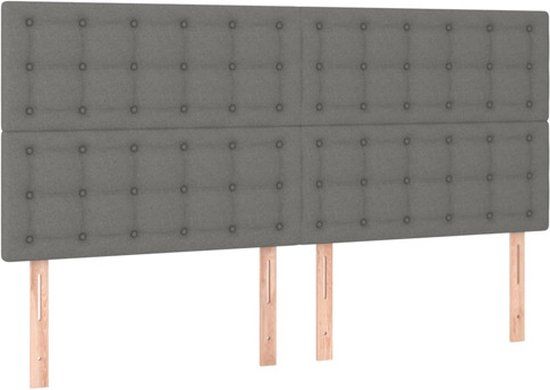 vidaXL Hoofdbord en Voeteneind Donkergrijs 200x5x118/128 cm Stof