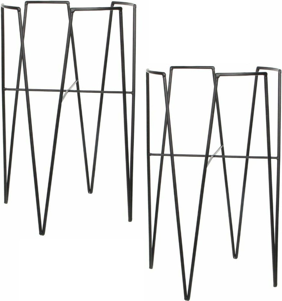 Mica Decorations - bloempot plantenstandaard/verhoger - zwart - 2x stuks - H50 x D29 cm