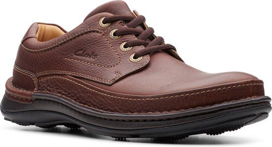 Clarks Nature Three Heren Veterschoenen - Braun - Maat 44.5 - Breed - Lente/Zomer 2019