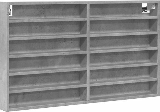 vidaXL Vitrinekast - 100x8,5x58 cm - Bewerkt Hout - Betongrijs
