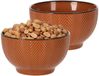 Siaki Serveer/chips schaaltje Fishbone - 2x - terra - 14 x 8 cm - keramiek - kommetjes - 680 ml