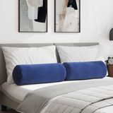 VidaXL Bolster kussens 2 stuks politieblauw ø 25 x 70 cm cordstof