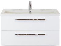 BES LED Seville Badmeubelset 100 cm - Wit Hoogglans - Wastafel Djazz 1 Kraangat
