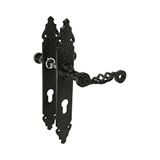 Amig - Deurklinkset - Gehamerde plaat - 280 x 45 mm - Sleutelgat op 72 mm - Ideaal voor meer privacy - Stalen plaat en zwarte zamak klink