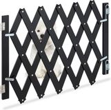 Relaxdays Traphekje hond - uitschuifbaar 34,5-108,5 cm breed - 47,5-60 cm hoog - bamboe - zwart