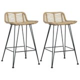 VidaXL Barstoelen 2 st natuurlijk rattan
