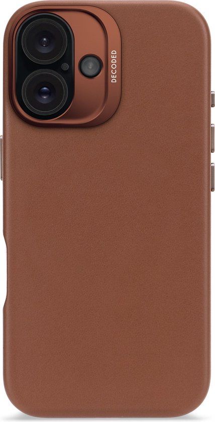 Decoded Leather Backcover MagSafe voor de Apple iPhone 16 - Tan