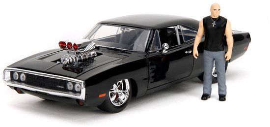JADA Dodge Charger R/T met Dom Figurine Zwart Metaal 1:24