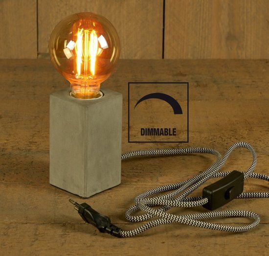 Annas collection - Tafellamp cement dimbaar 6x11 cm e27 1,5m snoer