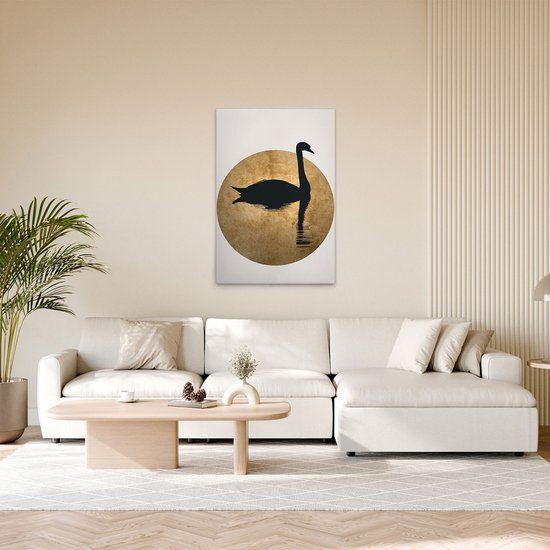 A.S. Création Canvas The Swan 2 | DD131761 | Wandafbeelding in crème, zwart - 50 x 75 cm