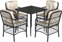 vidaXL Ensemble de jardin 5 pièces avec coussins poly rotin noir