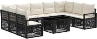 vidaXL Tuinbank Set 10 st Zwart en Crème Wit Polyrattan