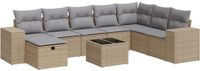 vidaXL 9-delige Loungeset met kussens, polyrattan, beige
