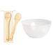 Merkloos / Sans marque Plastic Forte Slakom en bamboe slabestek - Kunststof - Wit - D25 cm