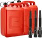 Discountershop B.V. Jerrycan 10 Liter Rood – Set van 3 – UN-gekeurde Brandstof Jerrycans Voor Benzine en Diesel – Inclusief Lange Schenktuit en Vulslang – Lekvrije Kunststof Benzinetank jerrycan