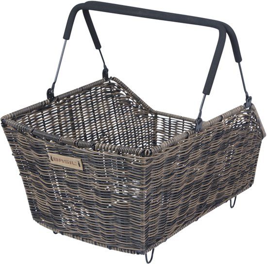 Basil Cento Rattan Look Multi System Fietsmand - Achter - Kunststof rotan - Bruin - 22 Liter