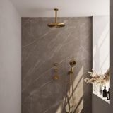 Brauer Gold Carving Thermostatische Regendoucheset Inbouw - Hoofddouche 30 cm - Handdouche 3 Standen - Doucheslang - Wandaansluitbocht - Geborsteld Goud