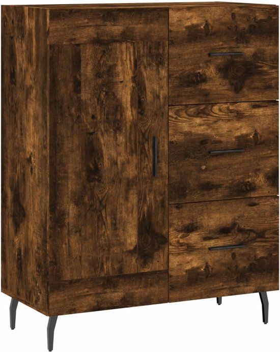 vidaXL Dressoir 69,5x34x90 cm bewerkt hout gerookt eikenkleurig
