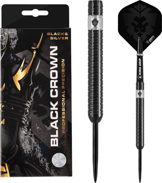 KOTO darts KOTO - Black Crown 90% Darts - 24 Gram - Steeltip Dartpijlen - Zwart & Zilver