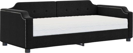 vidaXL Slaapbank met Matras 90x200 cm Stof Zwart