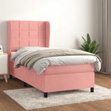 vidaXL Boxspringbed met matras, roze, fluweel, 100x200 cm