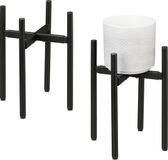 Merkloos Relaxdays bloemenstandaard metaal - set van 2 - verstelbare breedte - 26-37 cm - binnen - zwart