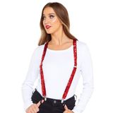 Amscan Unisex Rode Pailletten Bretels Volwassenen Fancy Dress Kostuum Accessoire - One Size